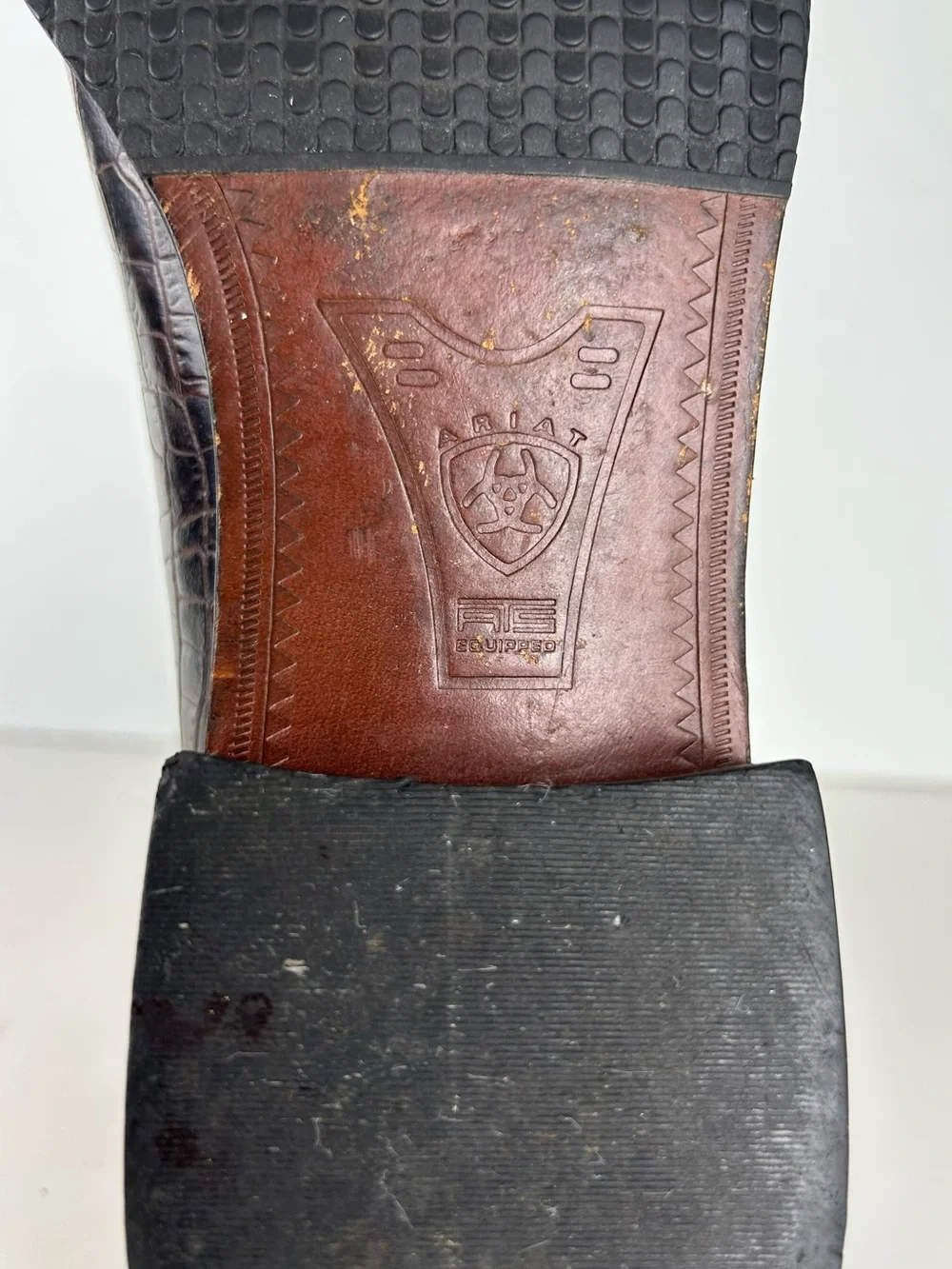 Ariat Bancroft Croc Embossed Leather Brown Lace Up Ankle Boot Bootie 10B